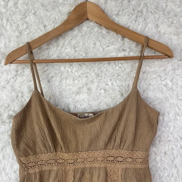 Younique Cami Tank Top Size L Brown Lace Trim Fairycore Y2K Bogo Earthy Bohemian - Picture 6 of 8